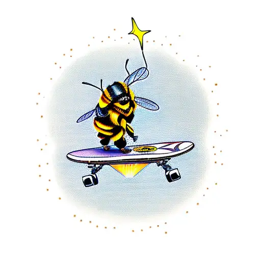 Radical Bumble Bee Grabbing A Skateboard In The Air