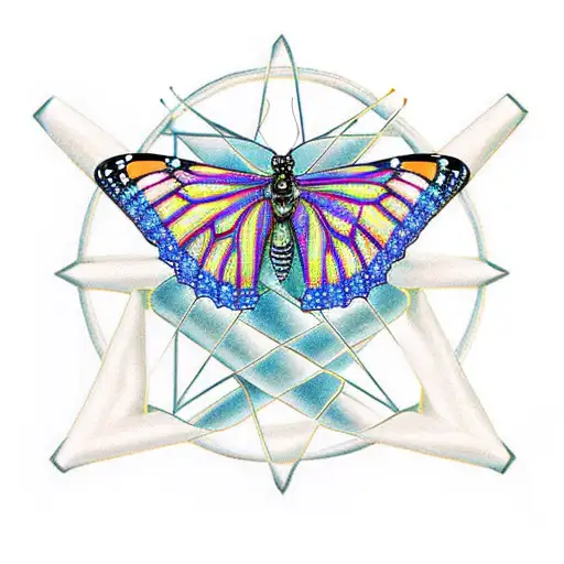 Dna Strand With Monarch Butterfly Implemented In The Middle Of Dna Strand
