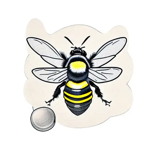 Gnarly Bumble Bee Doing A Skateboard Trick In Military Traditional Style