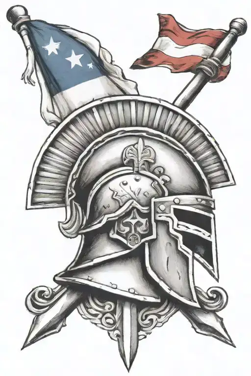 Spartan Helmet Cross And Flag Incorporated