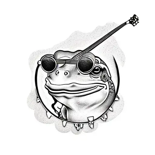 Frog Playing A Banjo In Coloured Mirrored Sunglasses