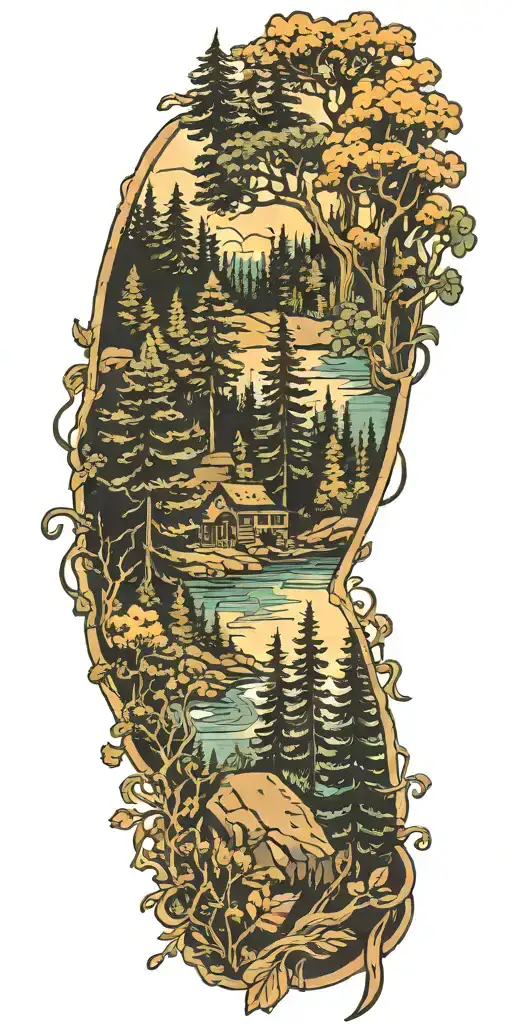 Forest Scene With A Hidden Silhouette