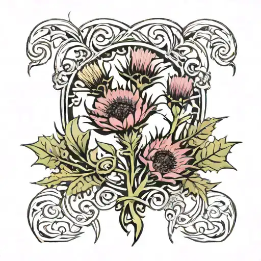 Scottish Thistle And Flag Intertwined Infinity Symbols