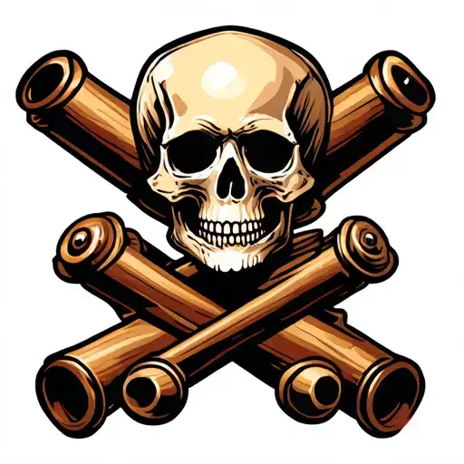 Skull Over Crossed Cannons