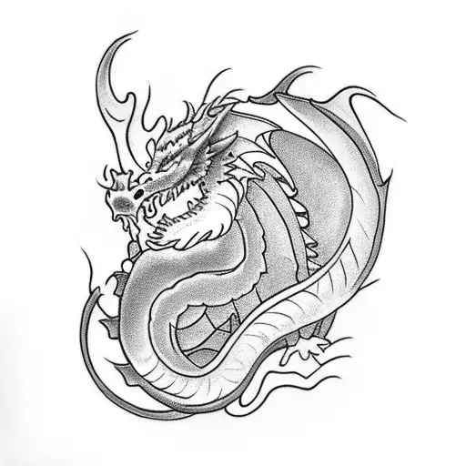 Dragon Wrapped Around Leg Up To Hip
