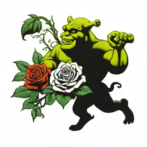Shrek Coming Out Of Center Of Rose