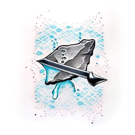 Melting Ice Cube With A Double Edge Sword Going Through It