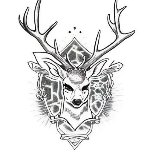 Horror Pinup With Deer Head