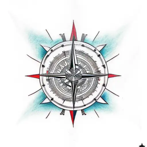 Design A Traditional Tattoo Featuring Tribal Symbols And A Compass