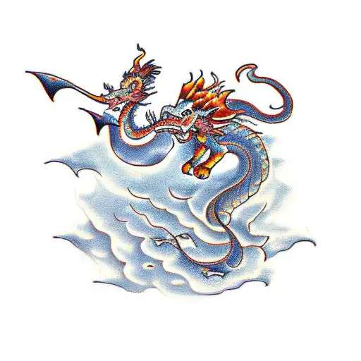 Fire Dragon With Elephant