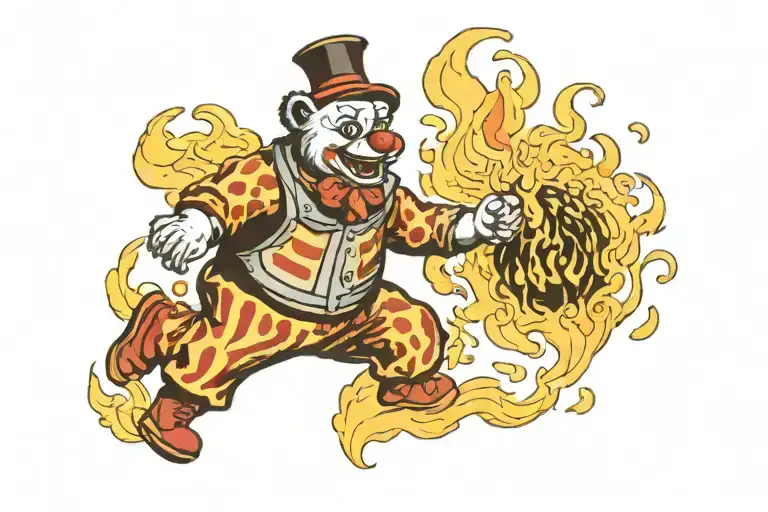 Clown Bear Is On Fire Burning