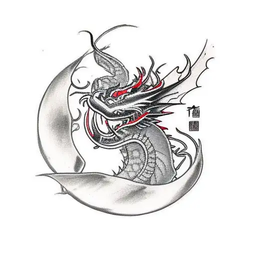 2 Chinese Black And Red Dragon
