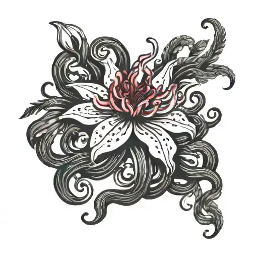 Medusa And Red Spider Lily Blooming