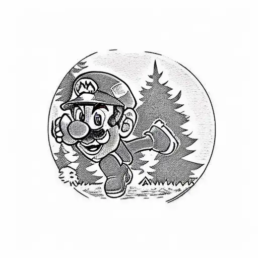 Super Mario Running Through A Forest In A Realistic Cartoon Design