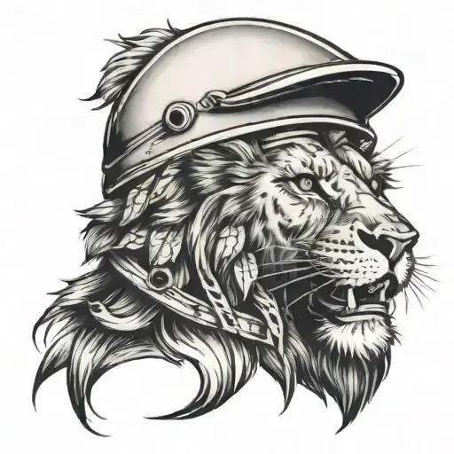 Lion Wearing Hockey Helmet