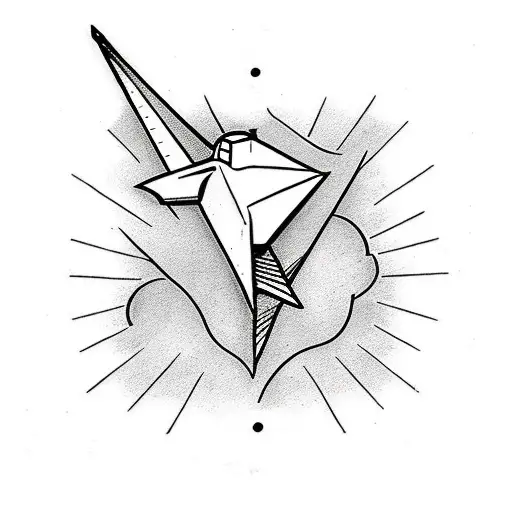 Paper Airplane With A Path Behind It And Numbers 922816 Drawn Into It