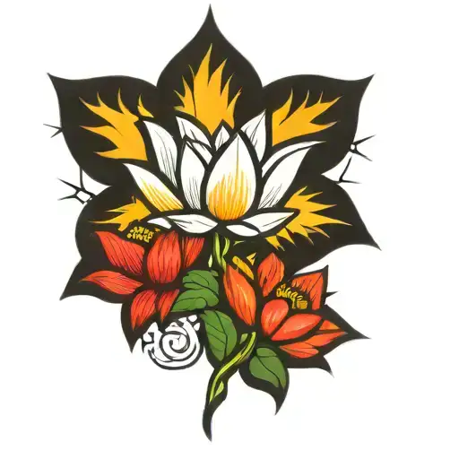 Lightning Bolt And Lotus Flower