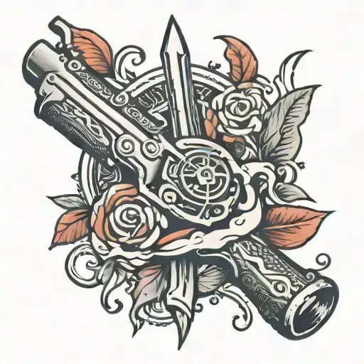 Blade And Gun Wrapped Together