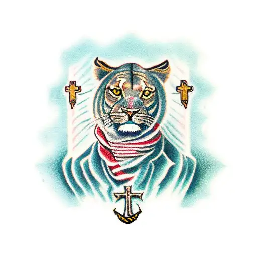 Christian Lion With Cross