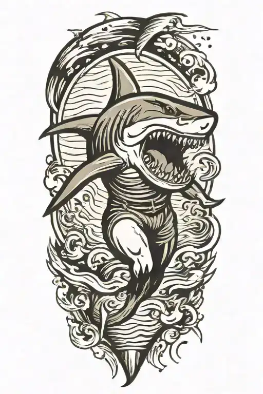 Swimmer Turning Into A Shark Swimming