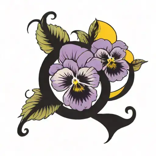 Purple And Yellow Pansies With Infinity Symbol