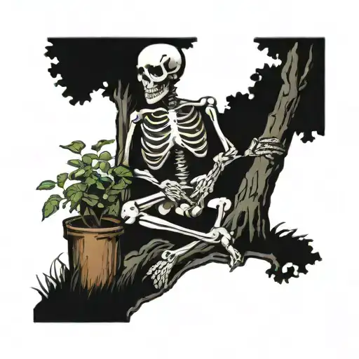 Skeleton Planting A Tree