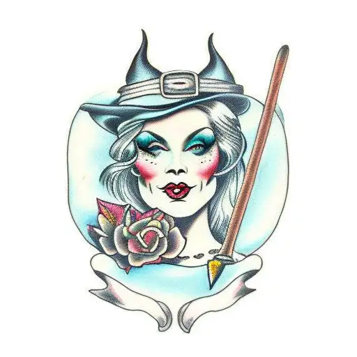 Beautiful Witch With Black Cats