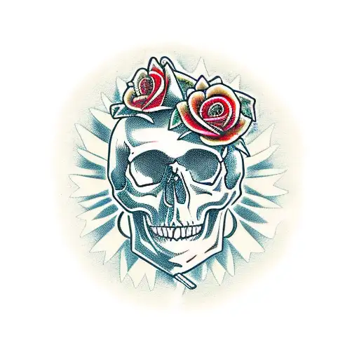 Skull With Roses And Sword