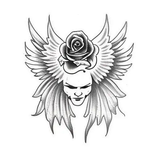 Rose Angel Wings Heart