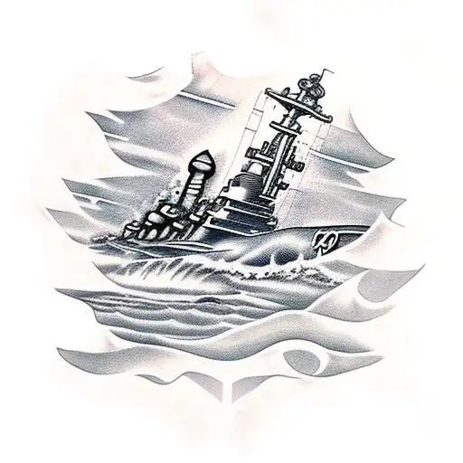 Ww2 Battleship Fighting A Kraken