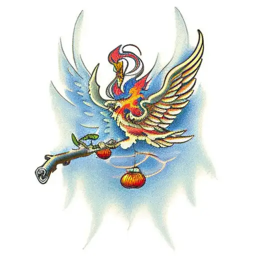 Phoenix Carrying An Olive Branch With Roman Numeral Date