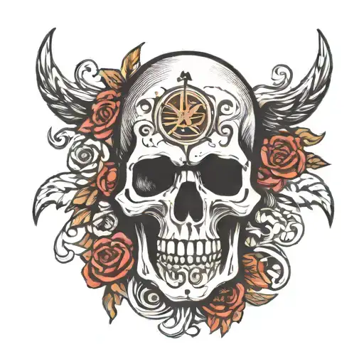 Slavic Skull With Runes In Old Russian