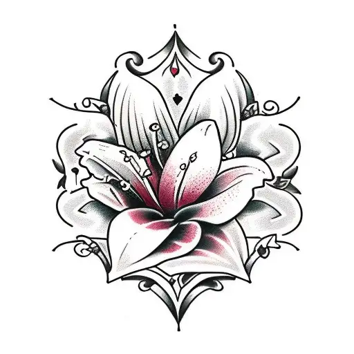 Maroon Lily And Hearts