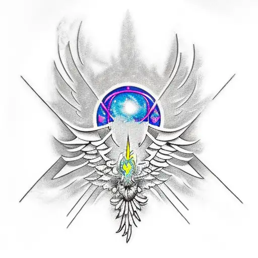 A Futuristic Cybernetic Phoenix Emerging From A Snowflake Ice Crystal