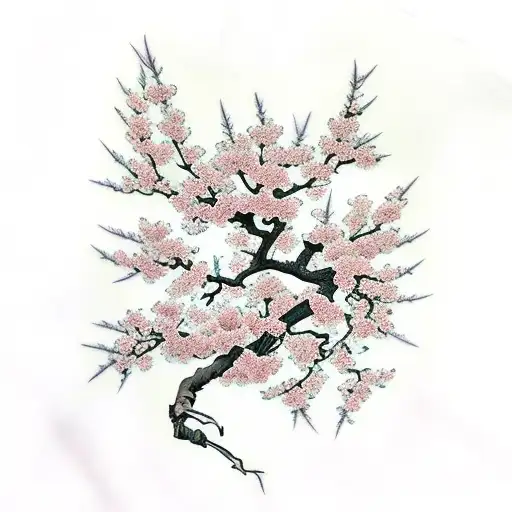 Sakura Treebranche Getting Cut By A Katana