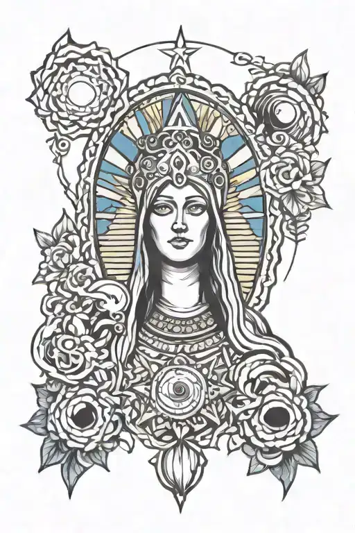 Psychedelic Virgin Mary Third Eye Symbol Integrated
