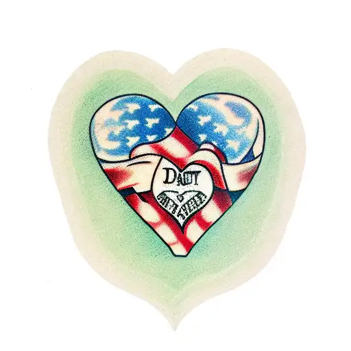 Green Heart With Banner That Says Dad