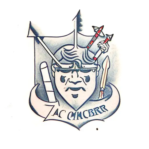 Cmp In Rich The Barber Font With An Arrow Going Through It