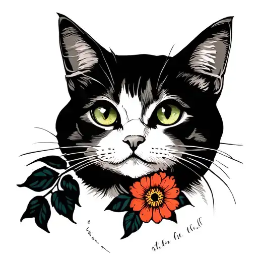 Witch Cat With Flower