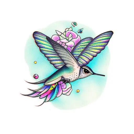 Fairy With Broken Wing Riding Hummingbird
