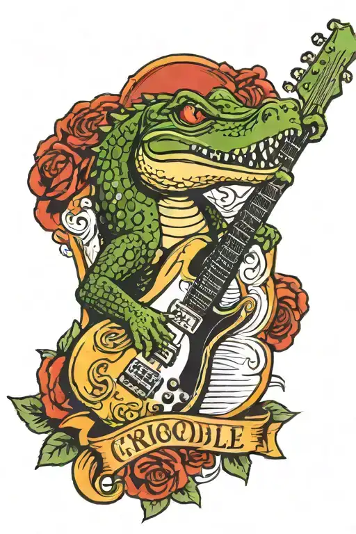 Crocodile And Guitar Headstock