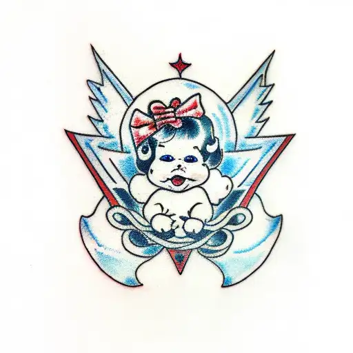 Simple Tattoo Of Mom Holding Baby Sadly