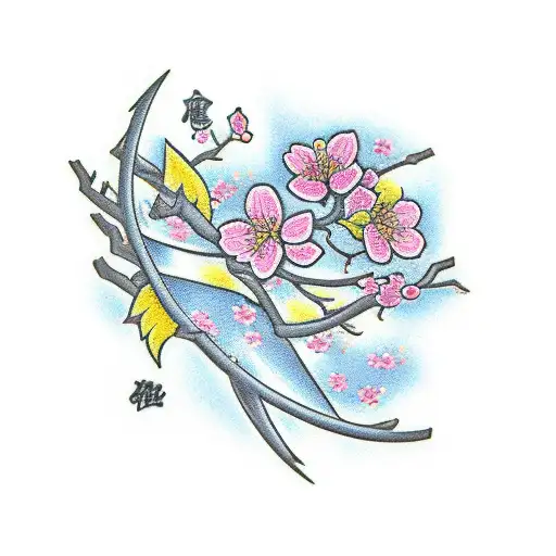 Cherry Blossom Getting Cut By A Katana