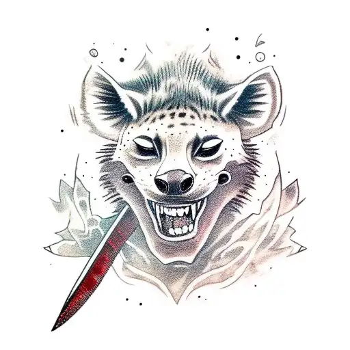 A Fierce Spotted Hyena Wielding A Blood-stained Sword In A Dramatic Battle Scene