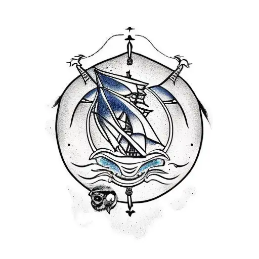 Pirate Ship With Eagle And Giant Squid