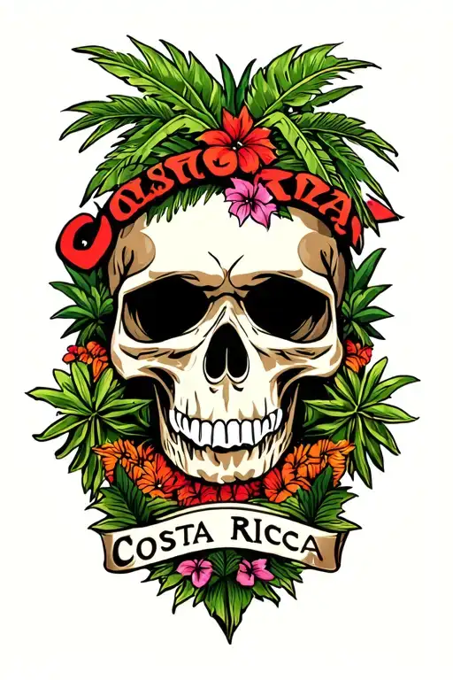 Costa Rica Country Shape Surrounded With Tropical Plantation