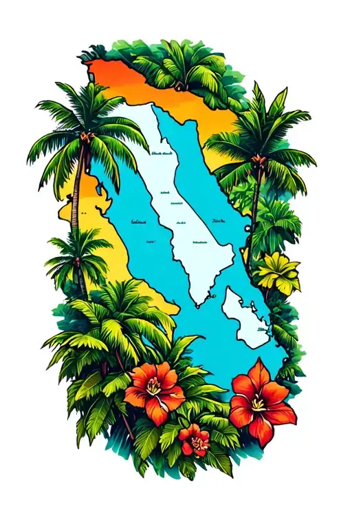 Costa Rica Country Shape Surrounded With Tropical Plantation