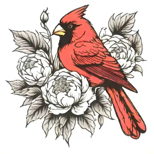 Cardinal And Peony
