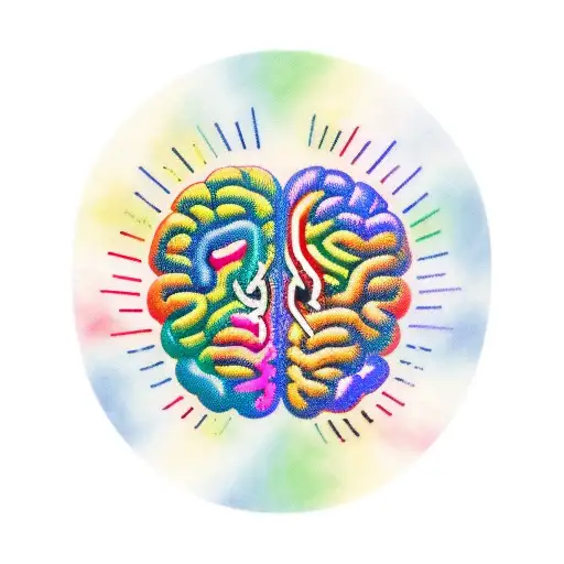 Colorful Brain With Trans Flag Color Order And Red And Green