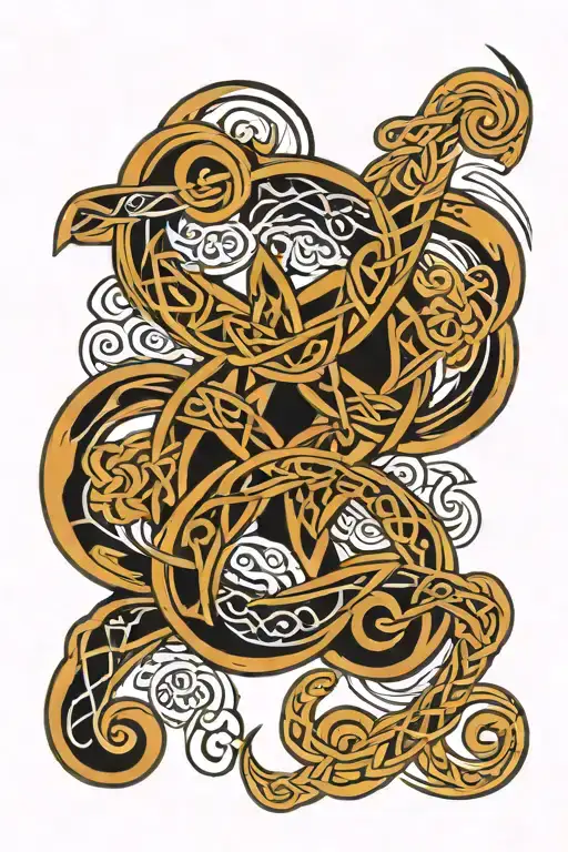 Celtic Knotwork Intertwined Ocean Waves